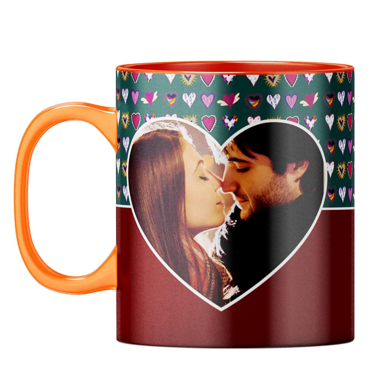 Hearts Photo Coffee Mug Orange