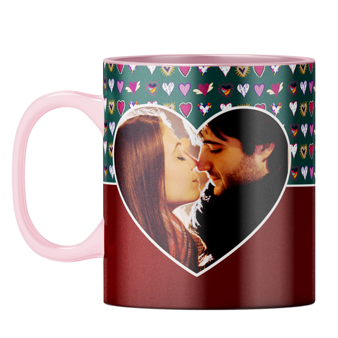 Hearts Photo Coffee Mug Pink
