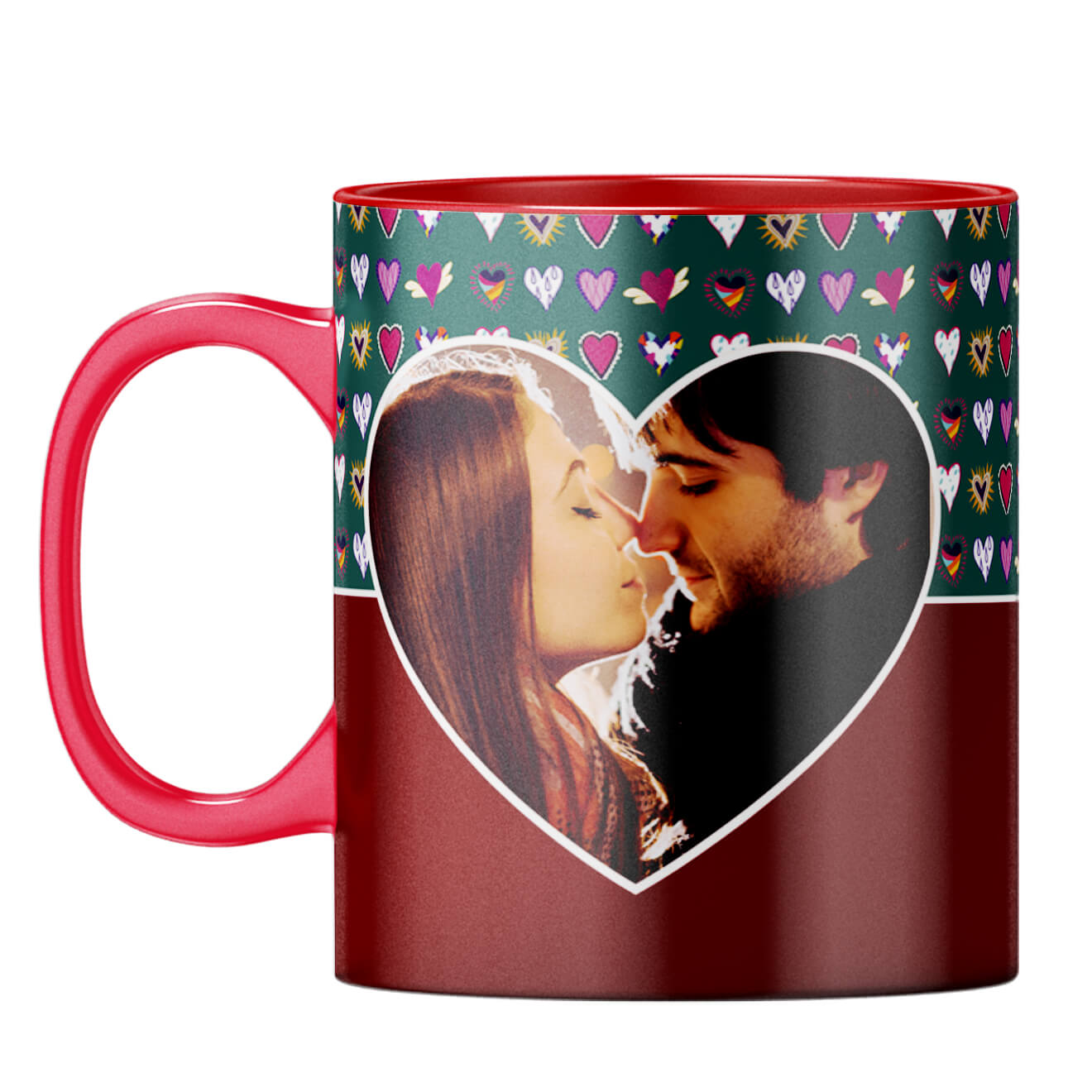 Hearts Photo Coffee Mug Red