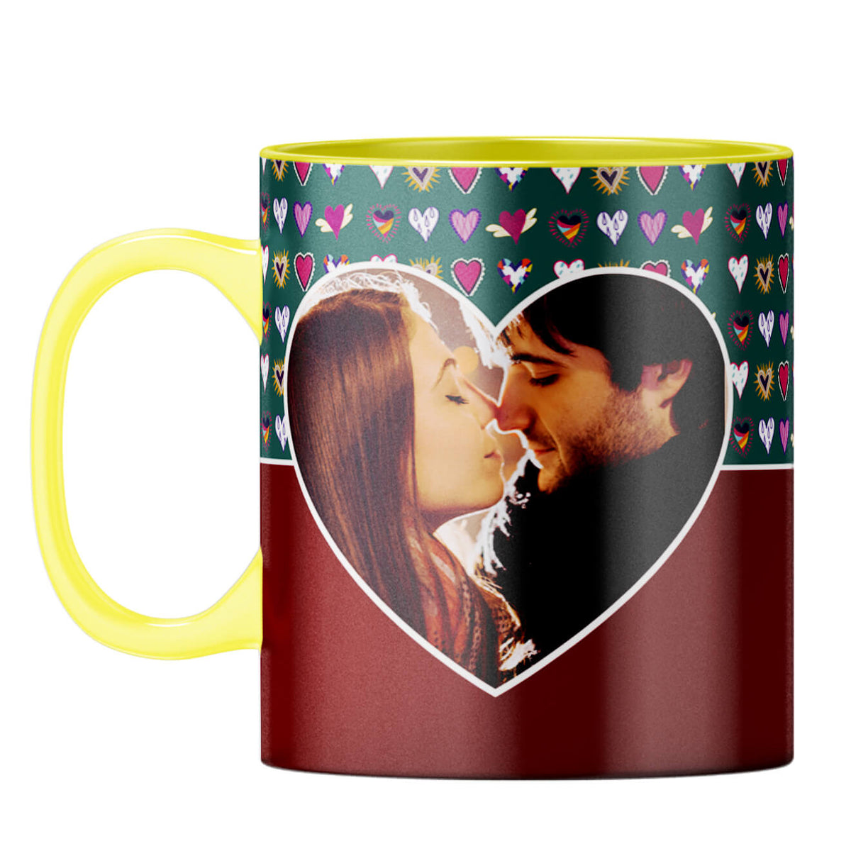 Hearts Photo Coffee Mug Yellow