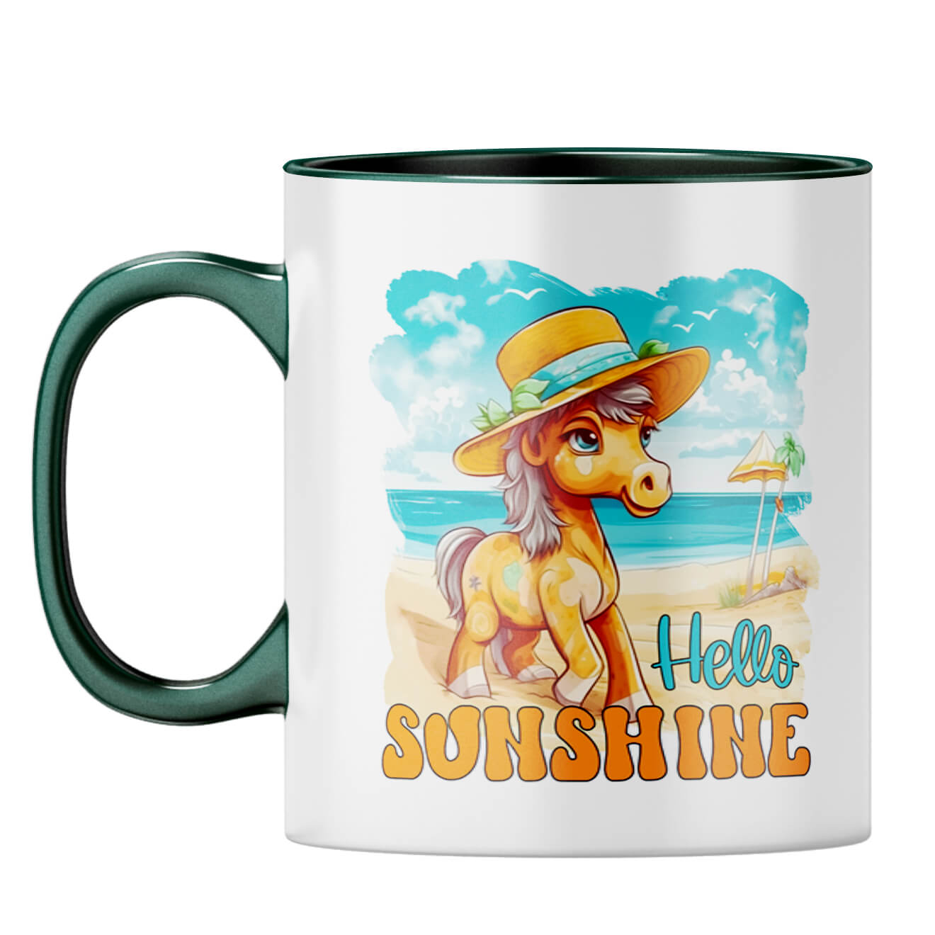 Hello Sunshine Coffee Mug Dark Green