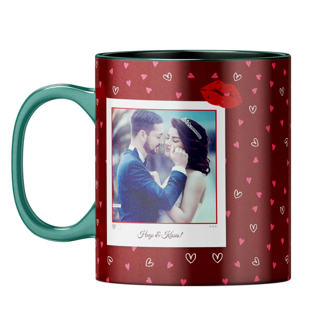 Hugs n Kisses Coffee Mug Dark Green