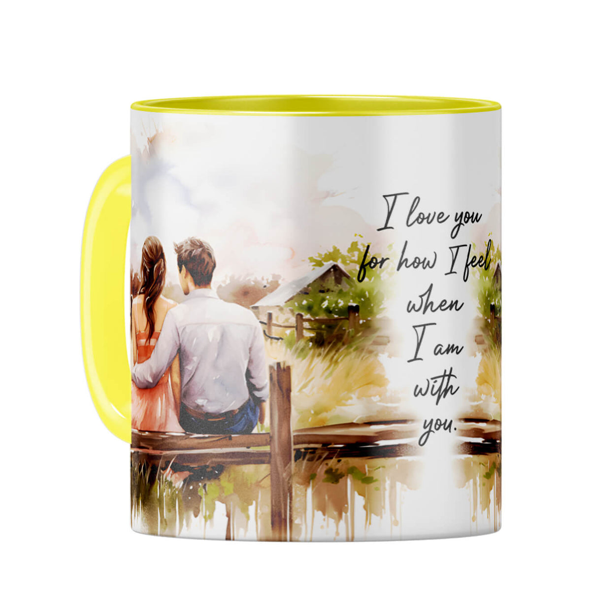 I Love When I am With You Coffee Mug Yellow
