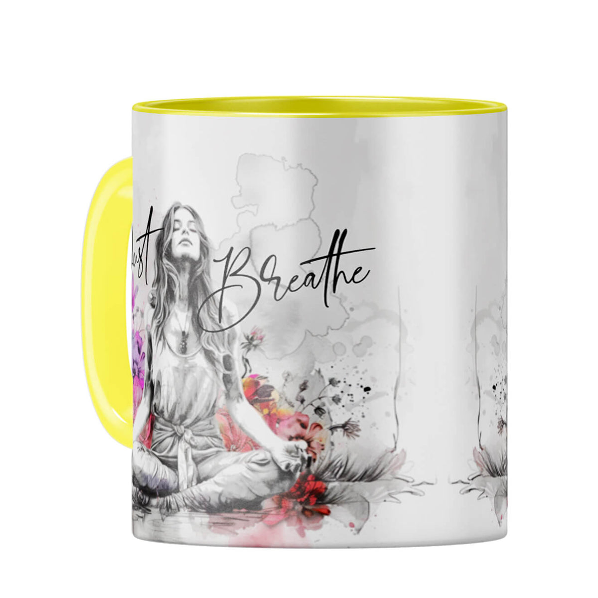 Just Breathe Coffee Mug Yellow