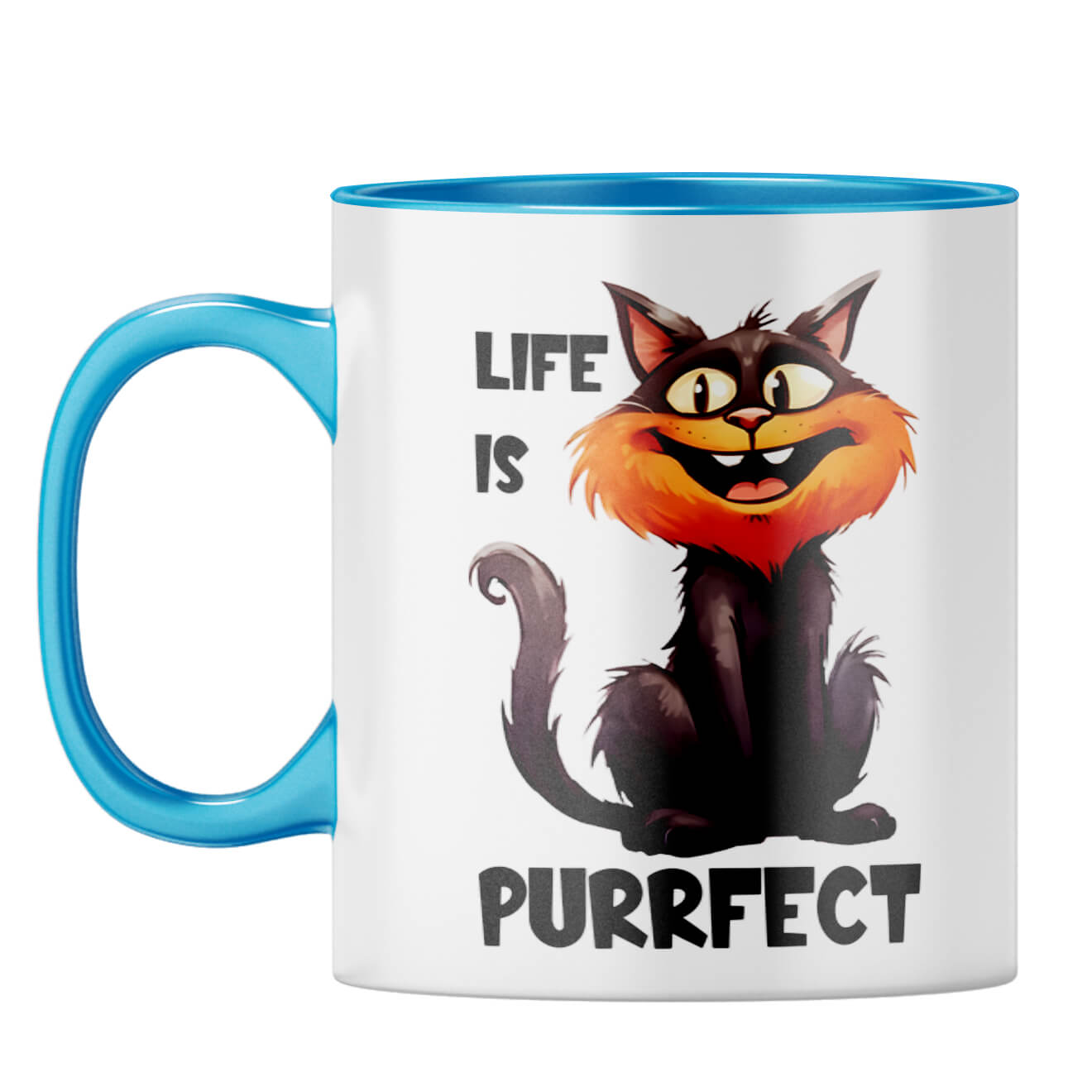 Life is Purrfect Coffee Mug Light Blue