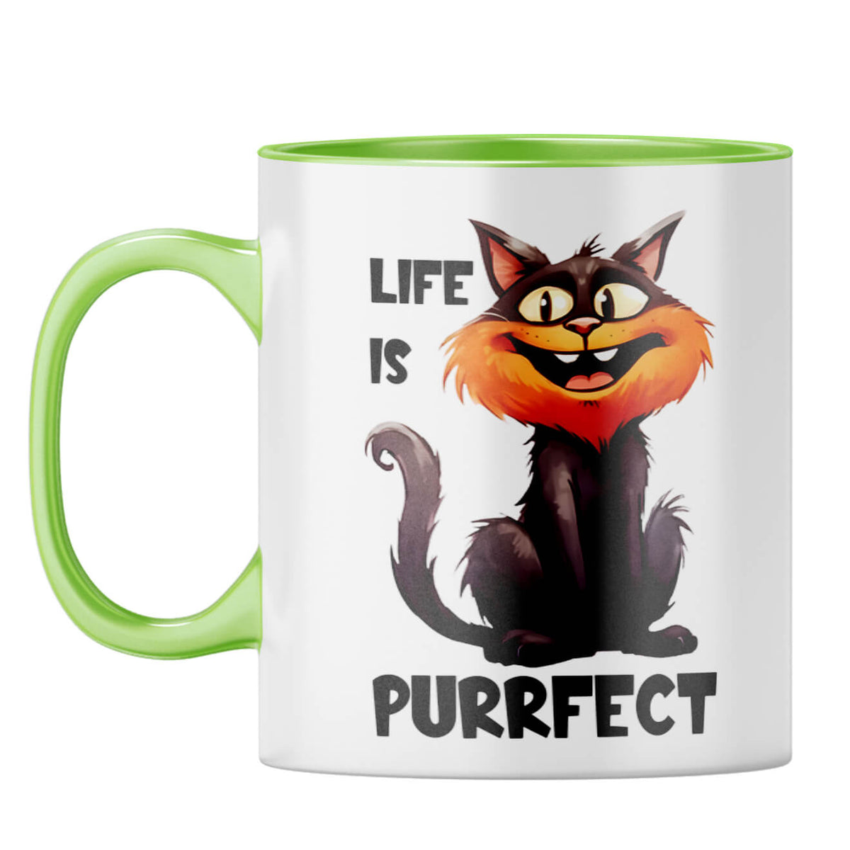Life is Purrfect Coffee Mug Light Green