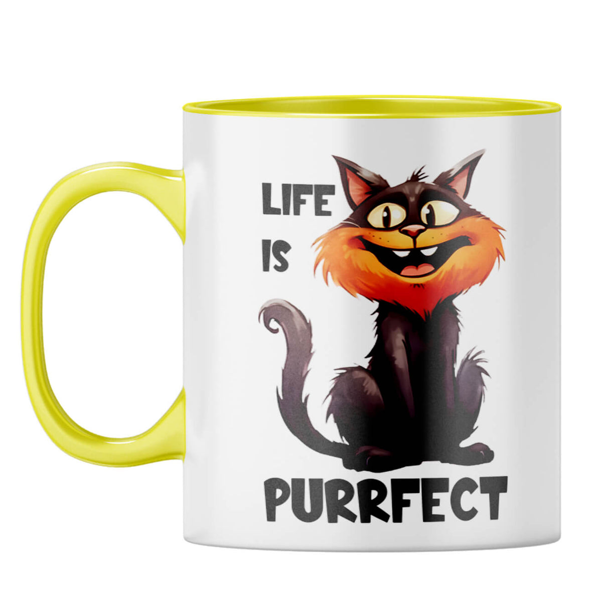 Life is Purrfect Coffee Mug Yellow