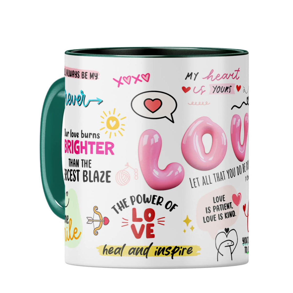 Love All Over Around Coffee Mug Dark Green