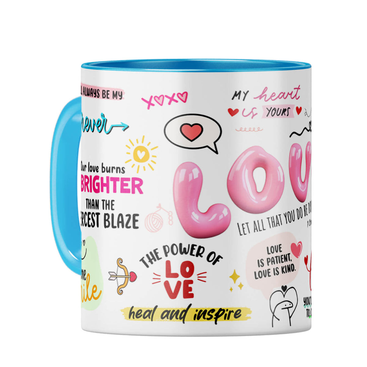 Love All Over Around Coffee Mug Light Blue