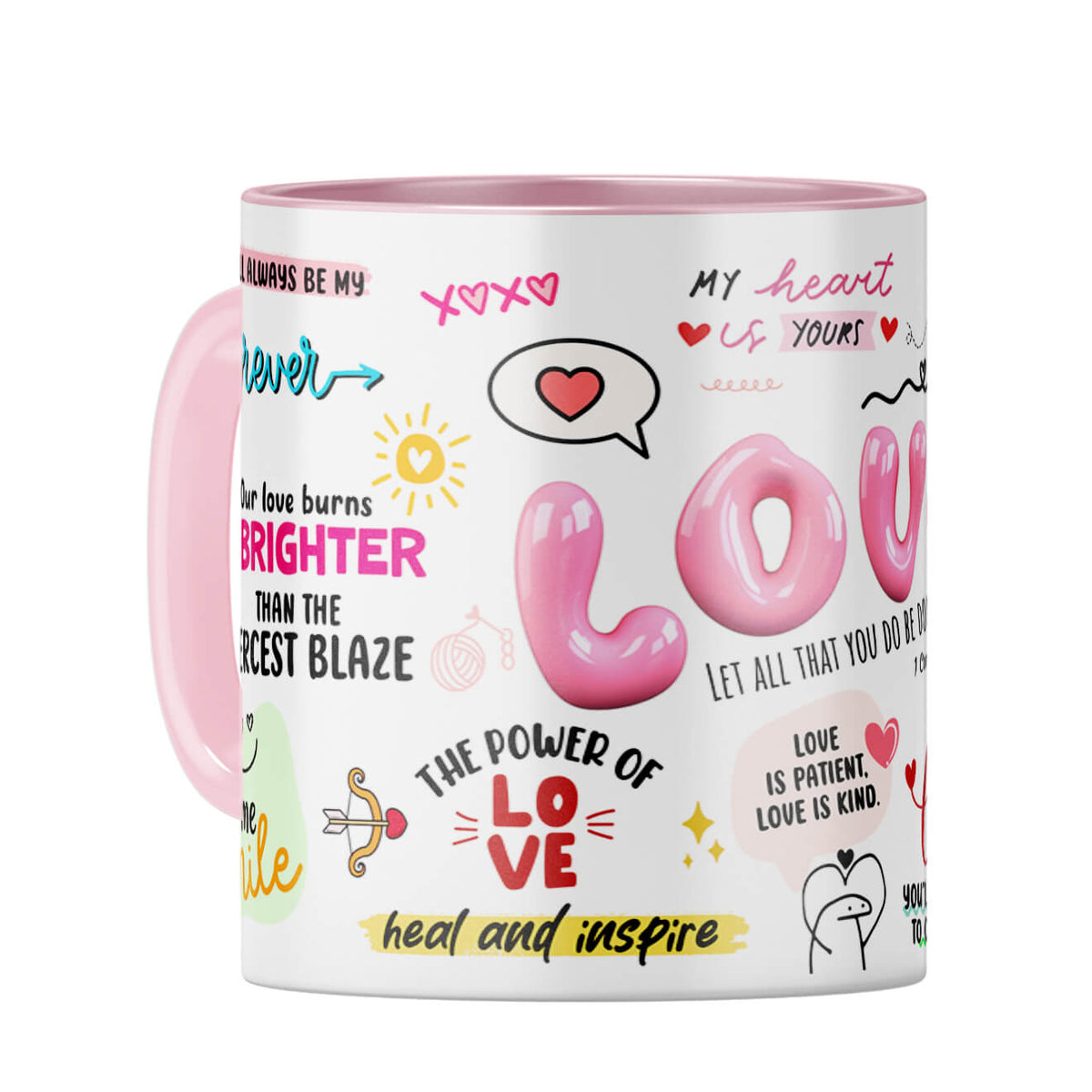 Love All Over Around Coffee Mug Pink