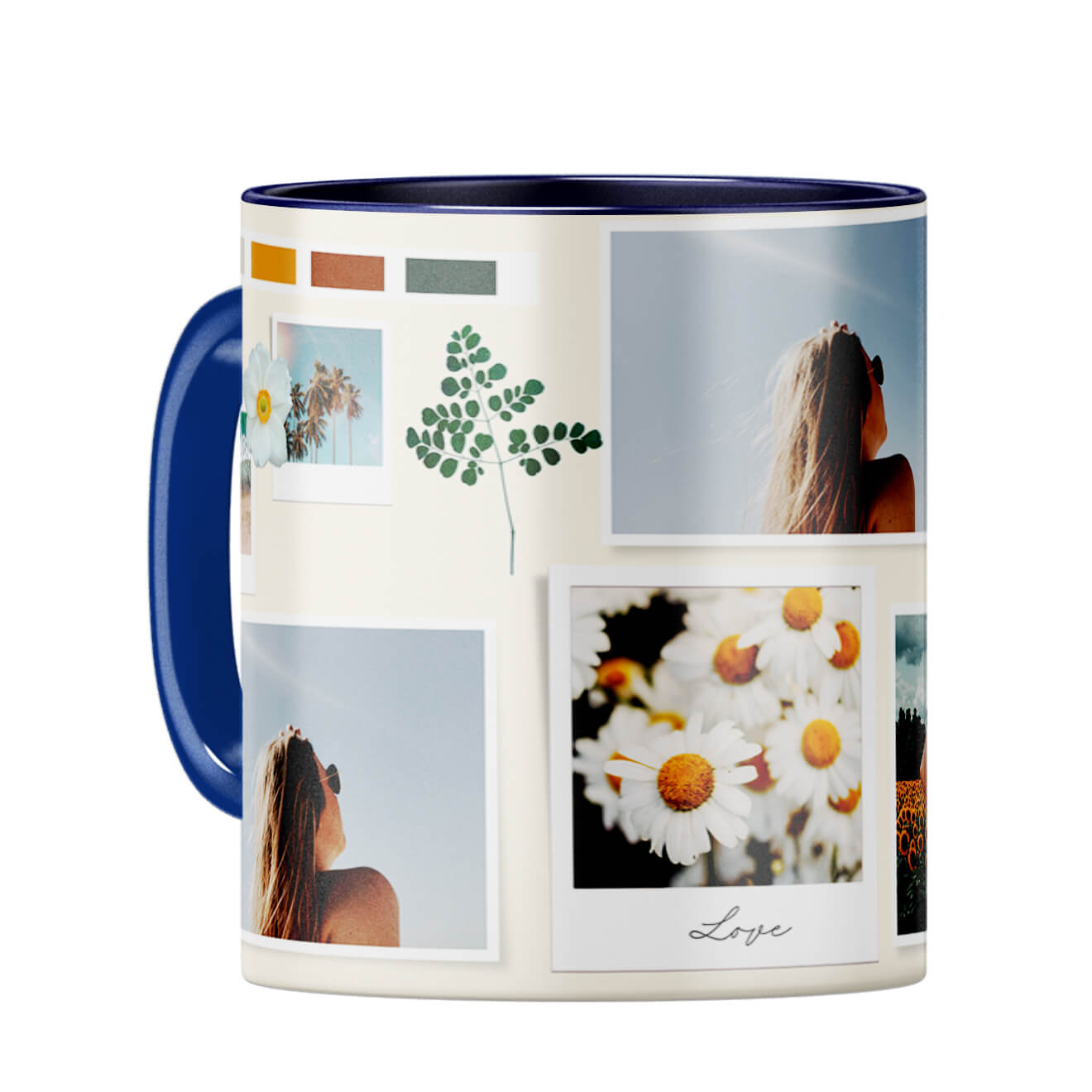 Love Photo Collage Coffee Mug Dark Blue