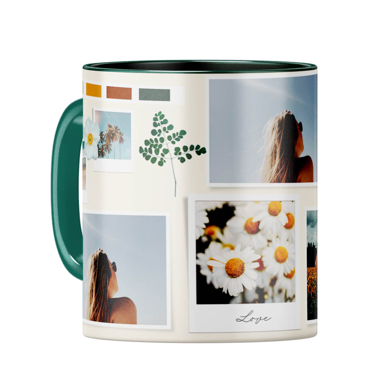 Love Photo Collage Coffee Mug Dark Green