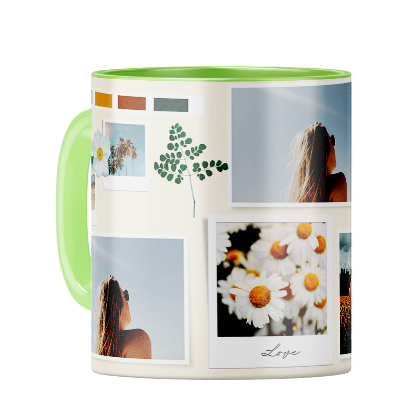 Love Photo Collage Coffee Mug Light Green