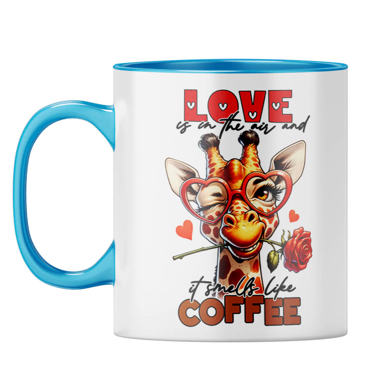 Love Smells Like Coffee Coffee Mug Light Blue