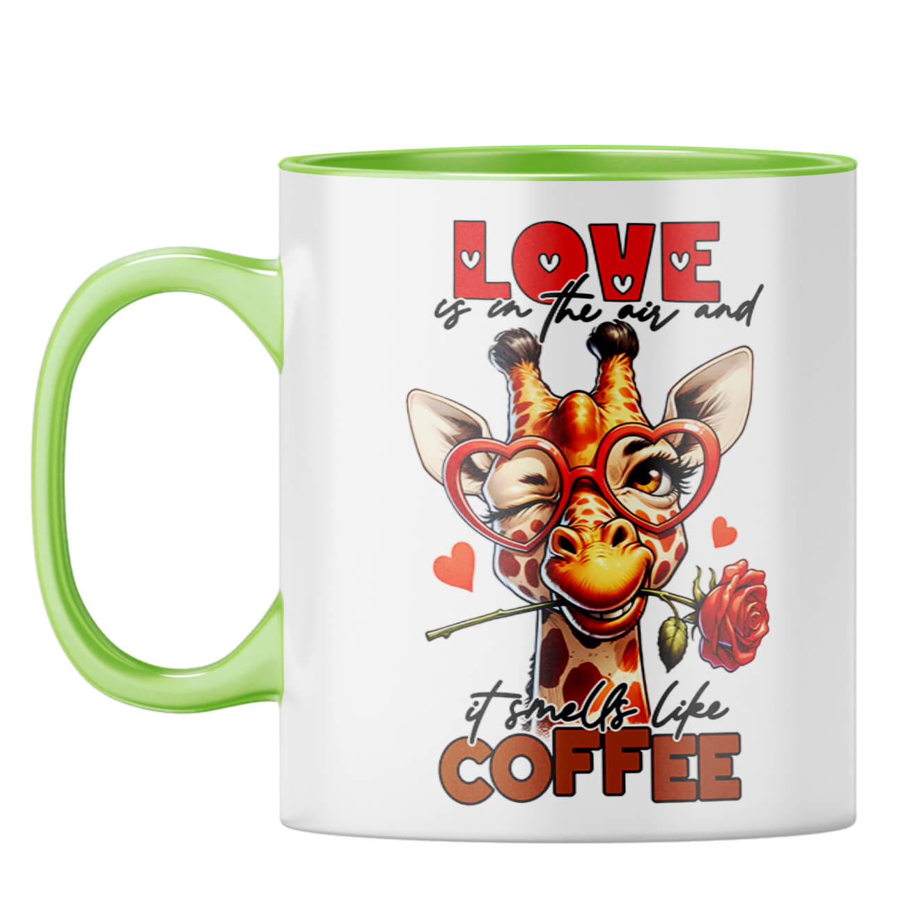 Love Smells Like Coffee Coffee Mug Light Green