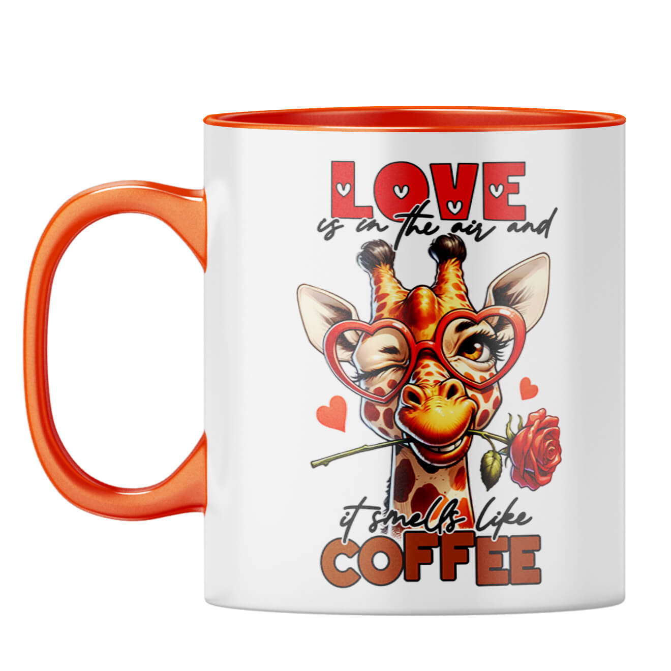 Love Smells Like Coffee Coffee Mug Orange