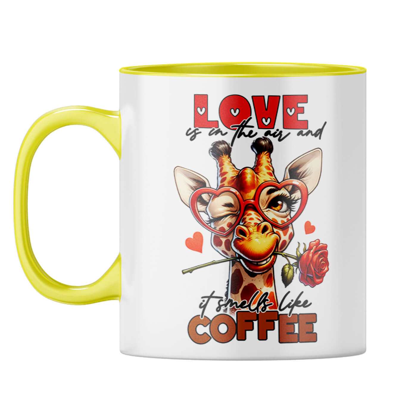 Love Smells Like Coffee Coffee Mug Yellow