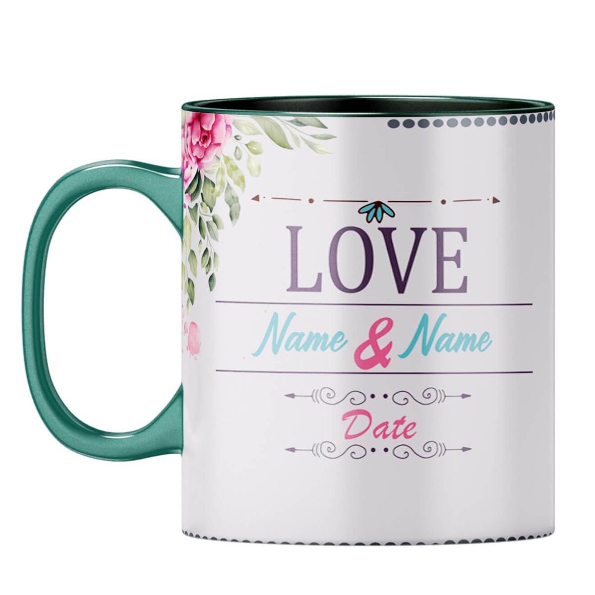 Love with Photo Coffee Mug Dark Green