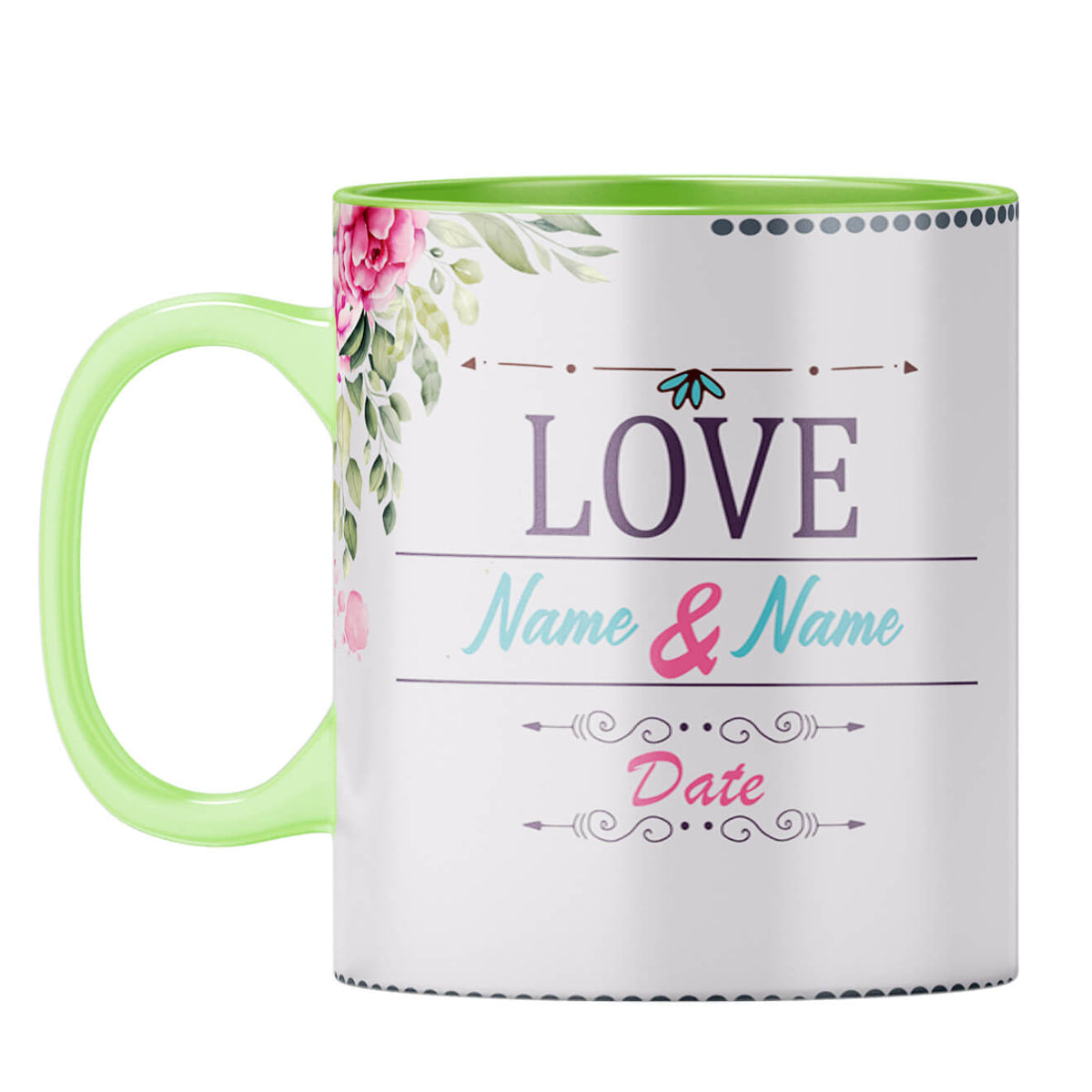 Love with Photo Coffee Mug Light Green