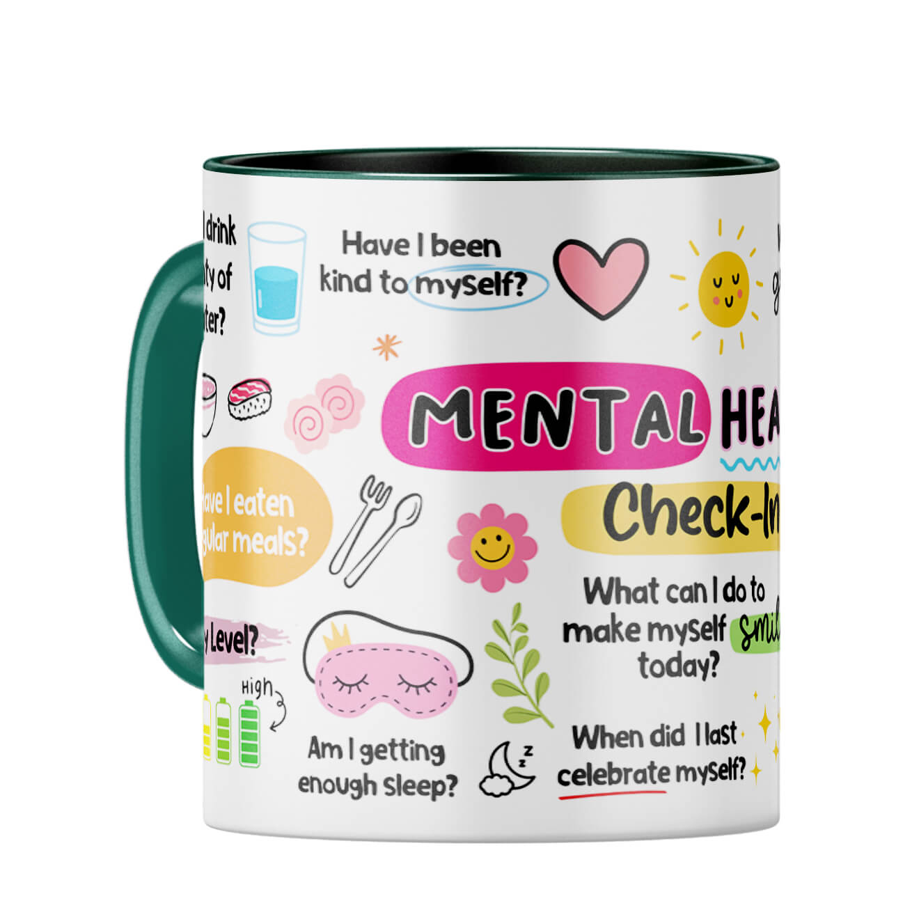 Mental Health Check In Coffee Mug Dark Green