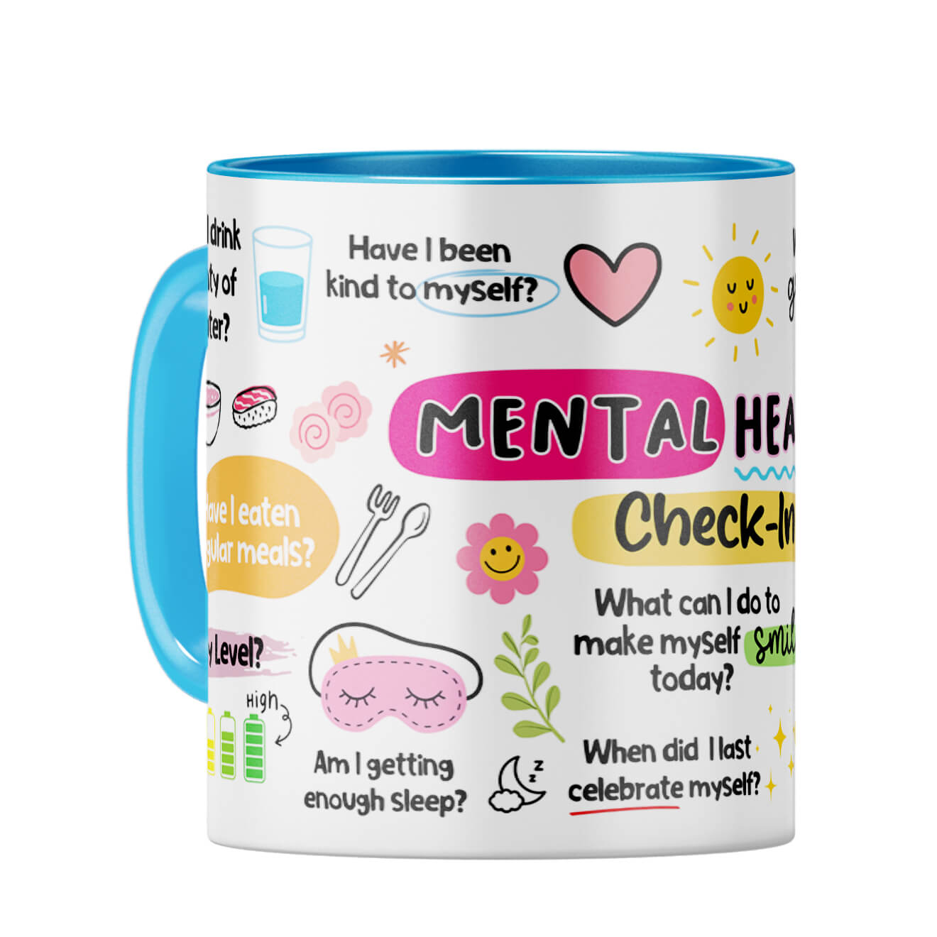 Mental Health Check In Coffee Mug Light Blue
