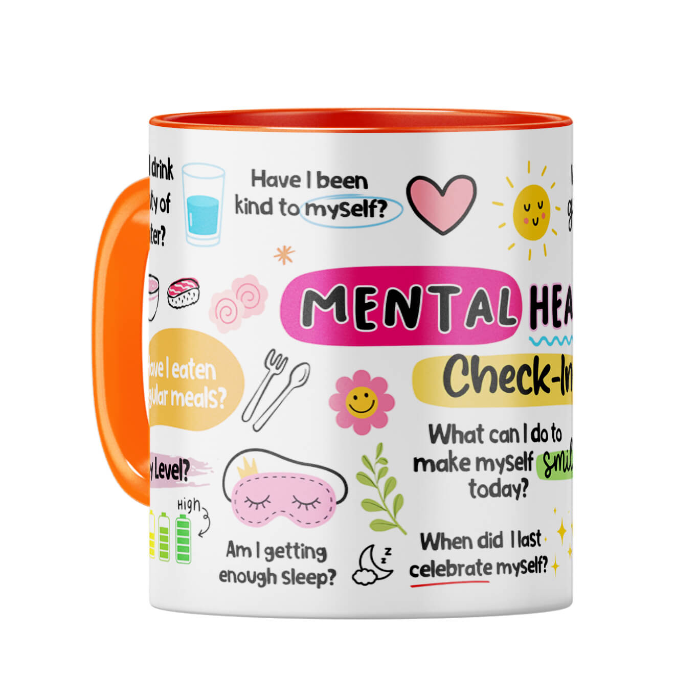 Mental Health Check In Coffee Mug Orange