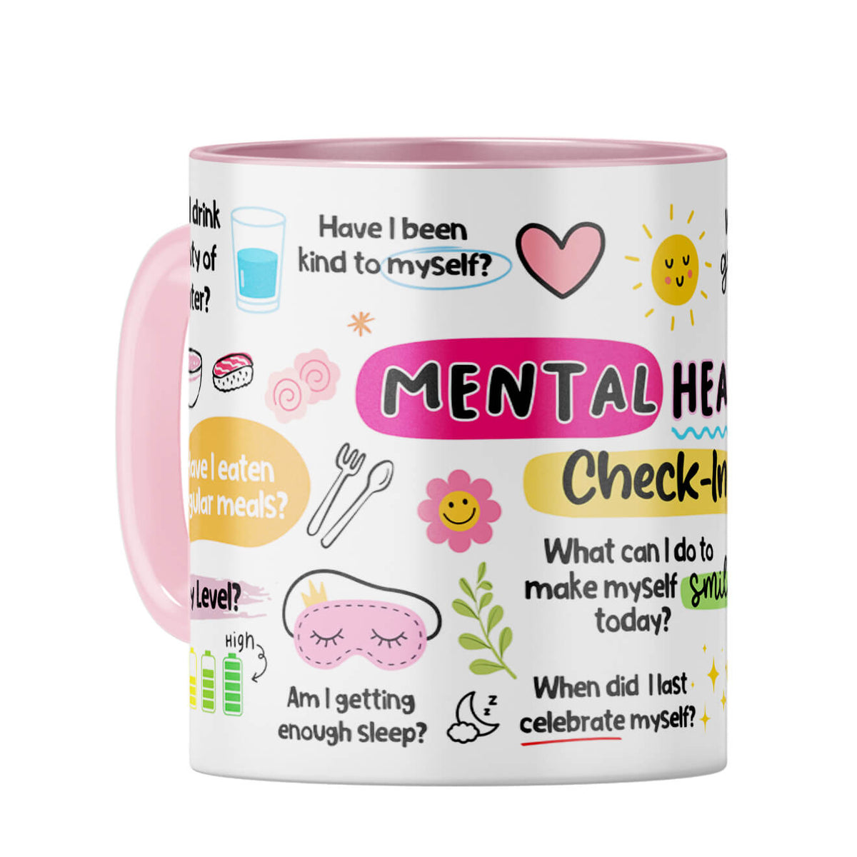 Mental Health Check In Coffee Mug Pink