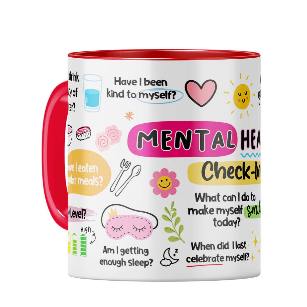 Mental Health Check In Coffee Mug Red