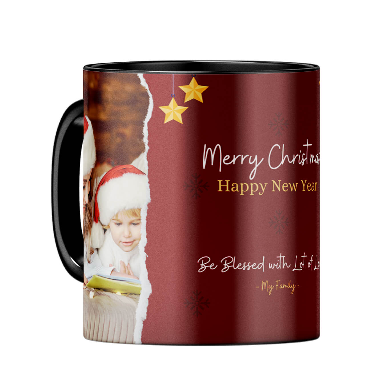 Merry Christmas and Happy New Year Coffee Mug Black