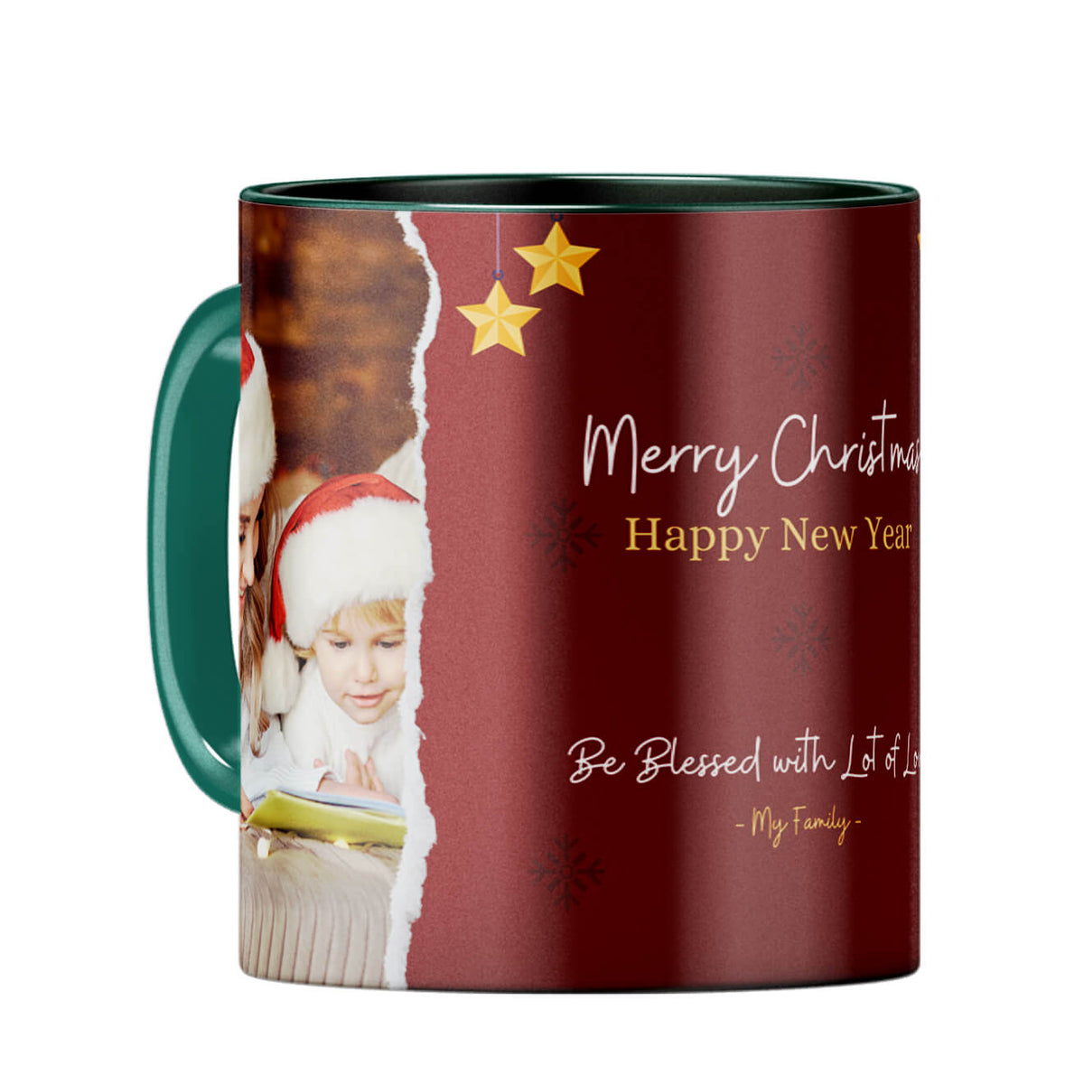 Merry Christmas and Happy New Year Coffee Mug Dark Green