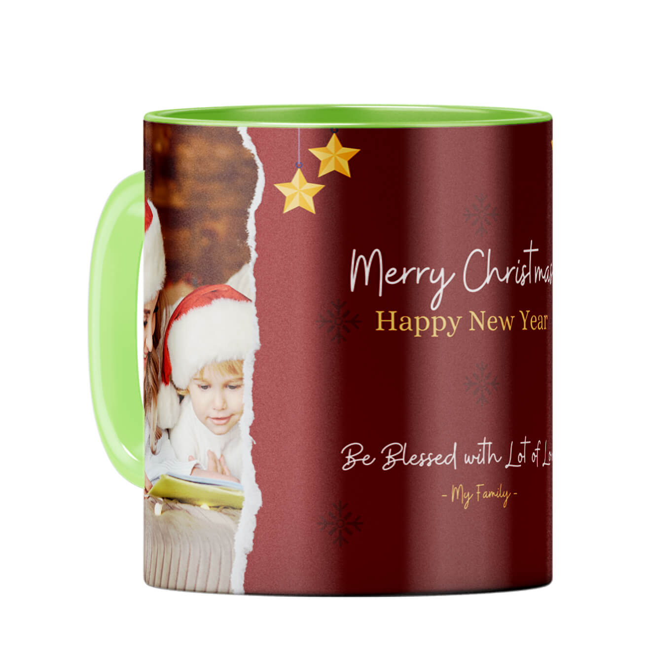 Merry Christmas and Happy New Year Coffee Mug Light Green