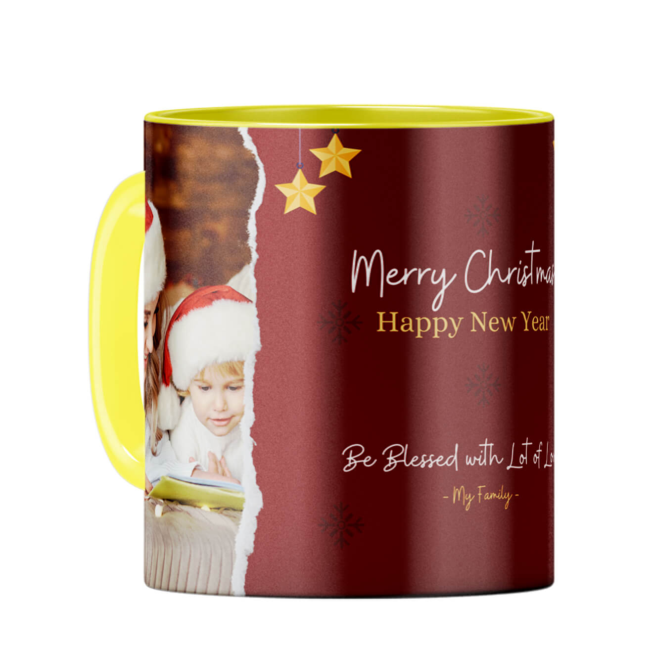 Merry Christmas and Happy New Year Coffee Mug Yellow