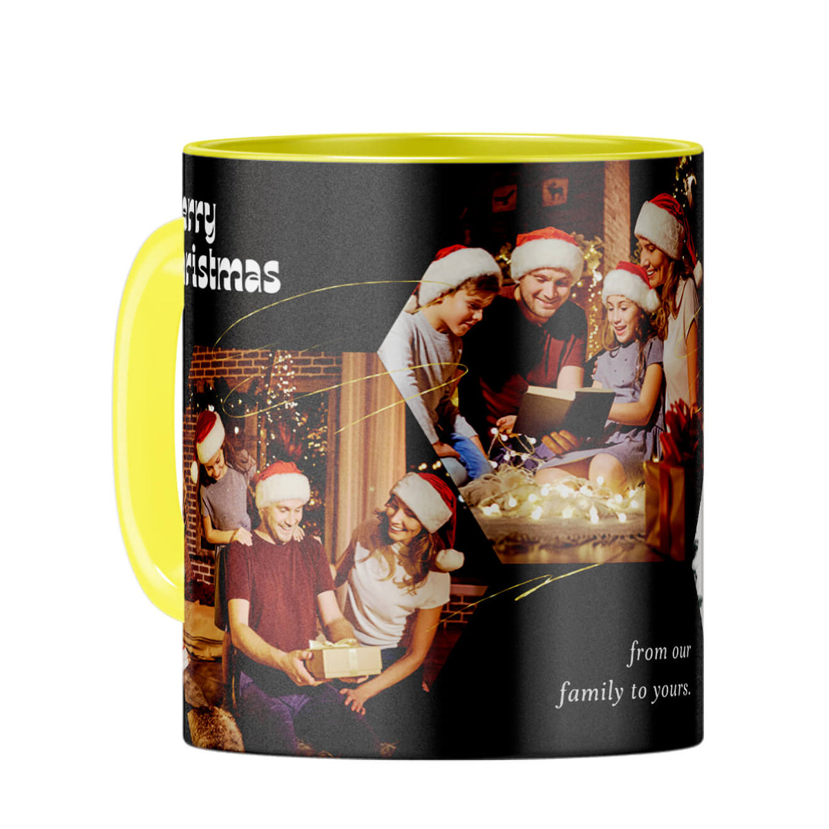 Merry Christmas from our family to yours Coffee Mug Yellow