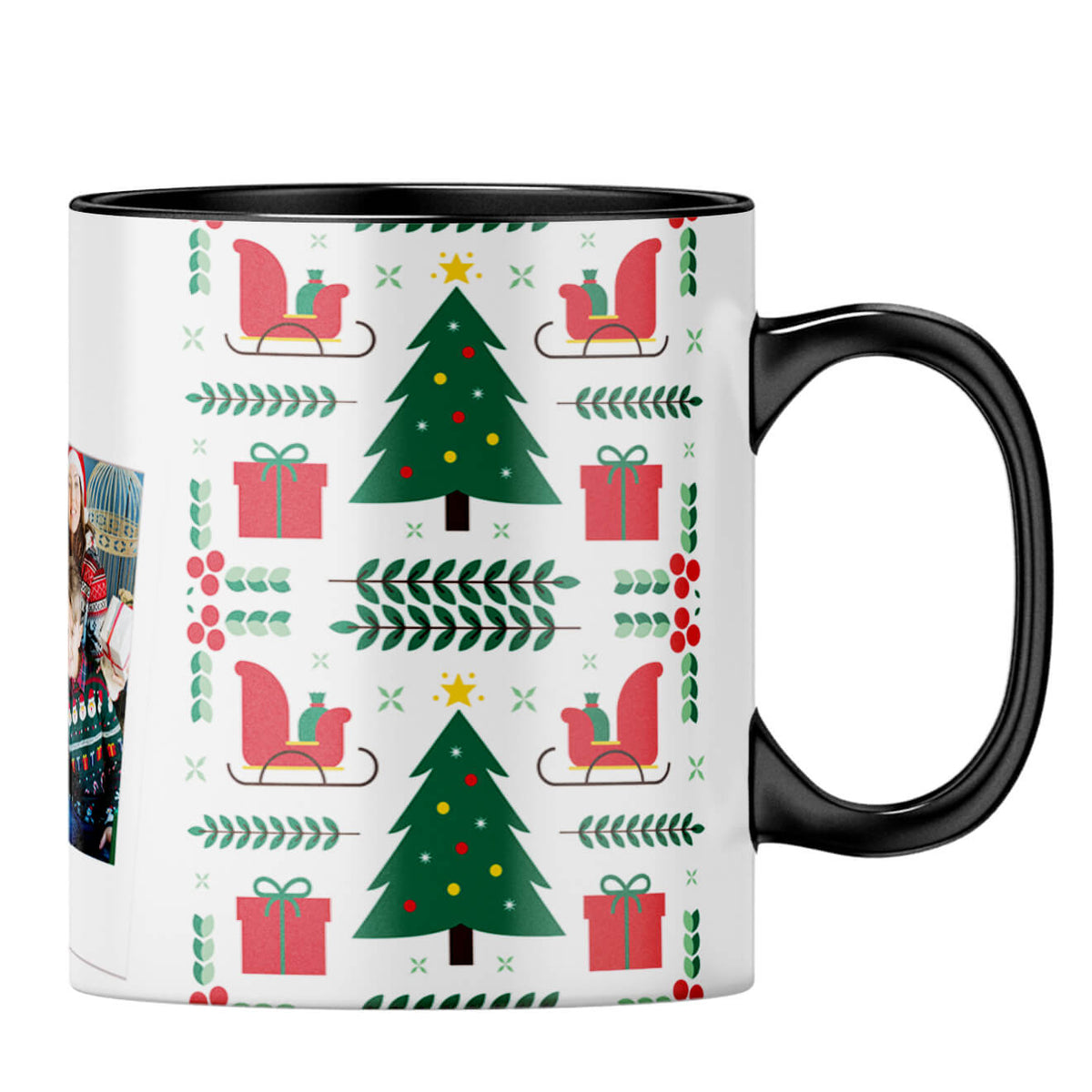 Merry Christmas With Name and Year Coffee MugB-Black