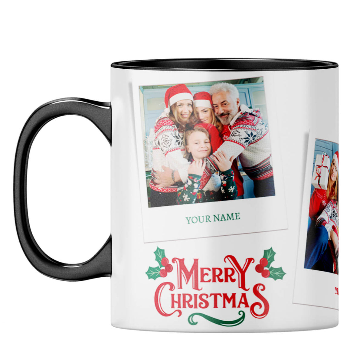 Merry Christmas With Name and Year Coffee MugF-Black