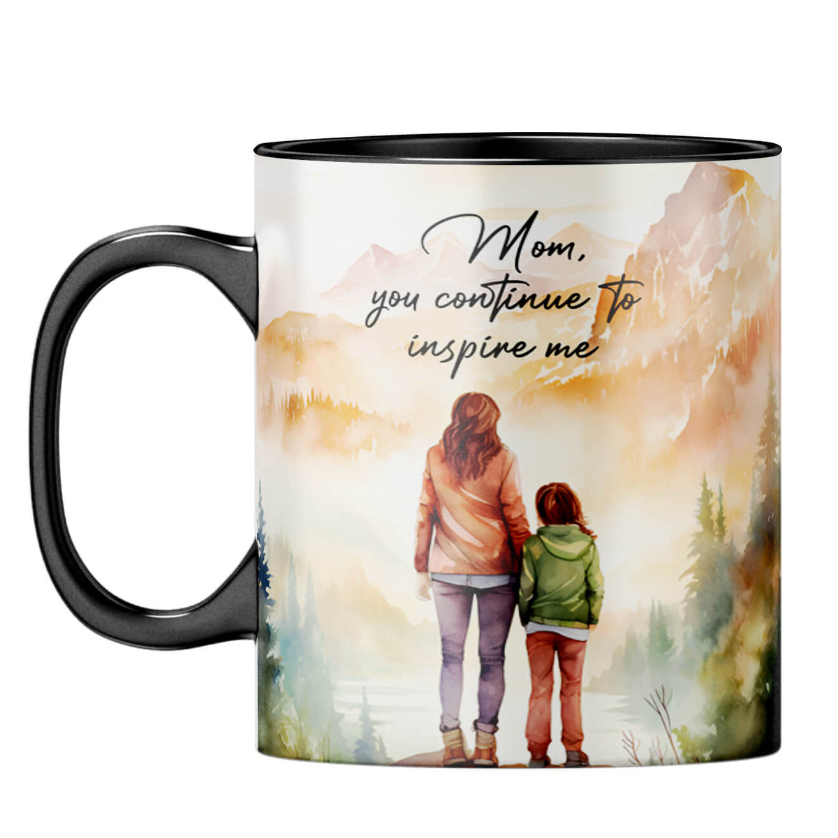 Mom Inspires Me Coffee Mug Black