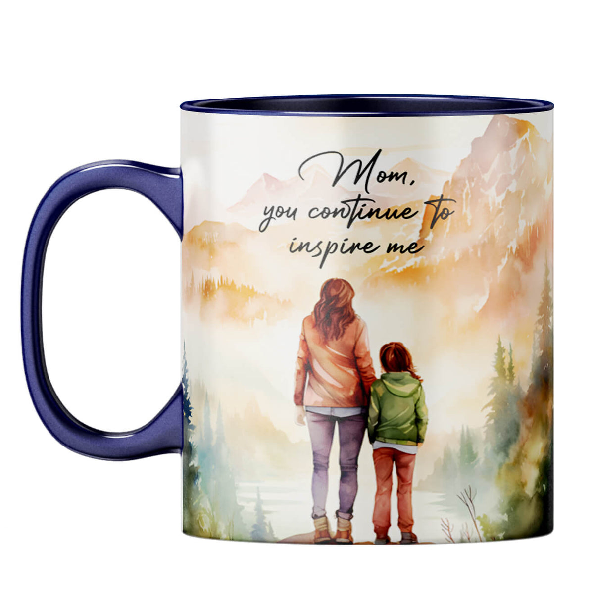 Mom Inspires Me Coffee Mug Dark Blue