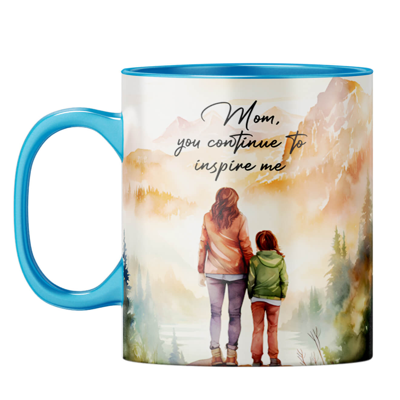 Mom Inspires Me Coffee Mug Light Blue