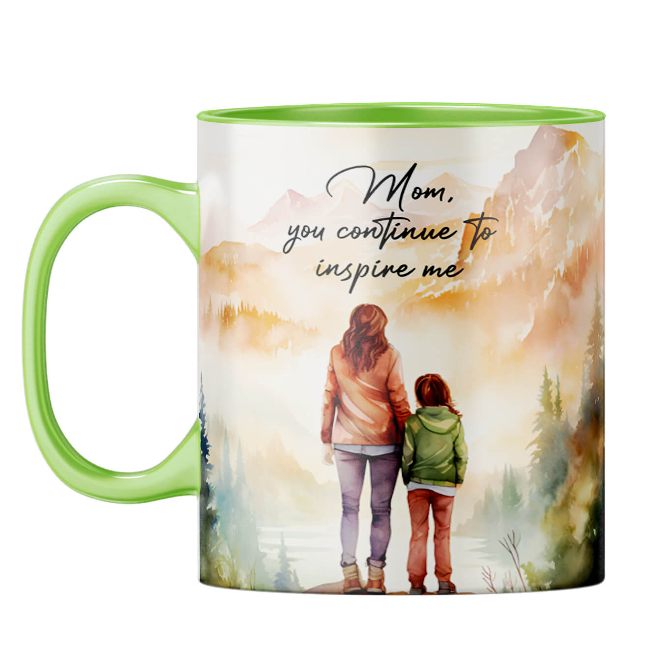 Mom Inspires Me Coffee Mug Light Green