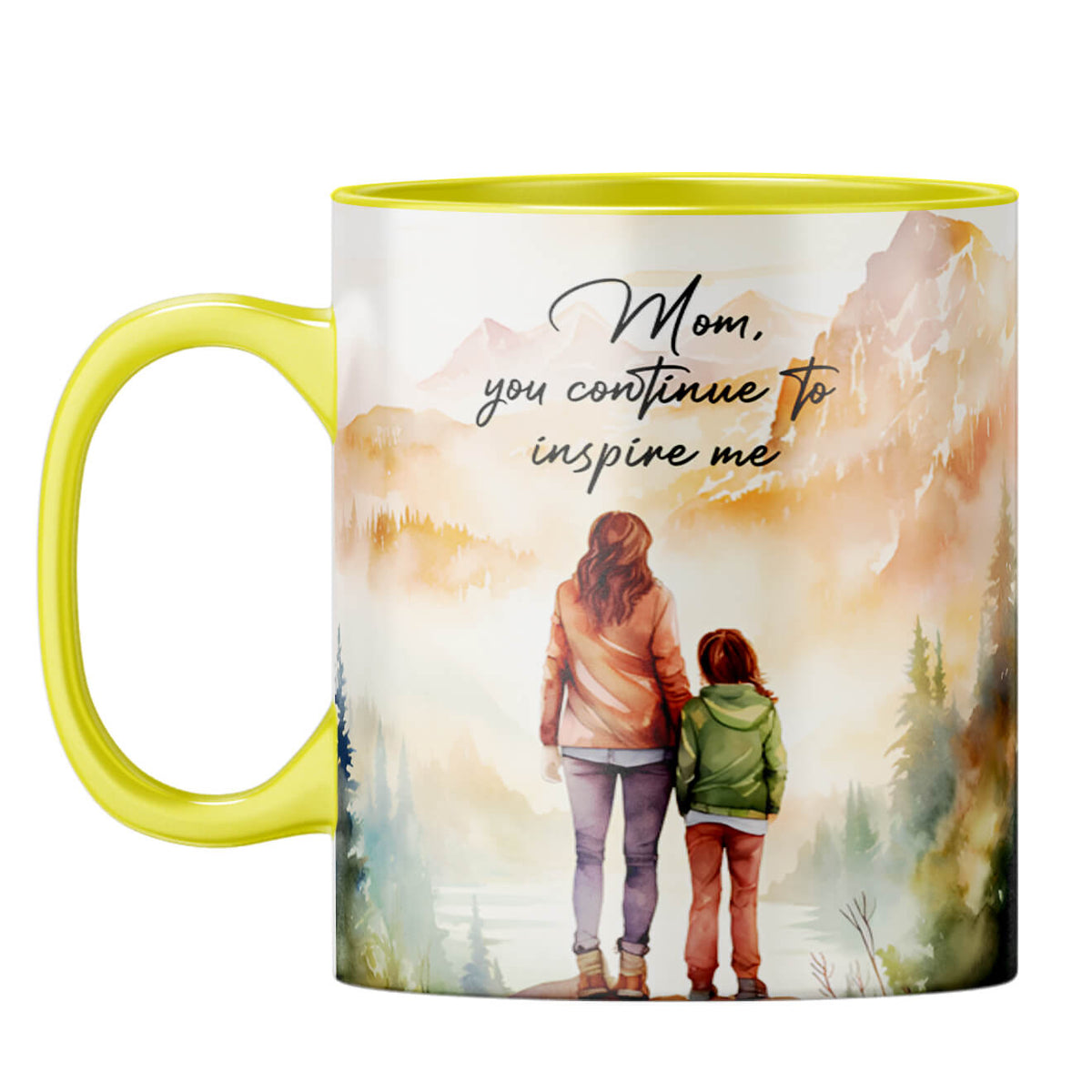 Mom Inspires Me Coffee Mug Yellow