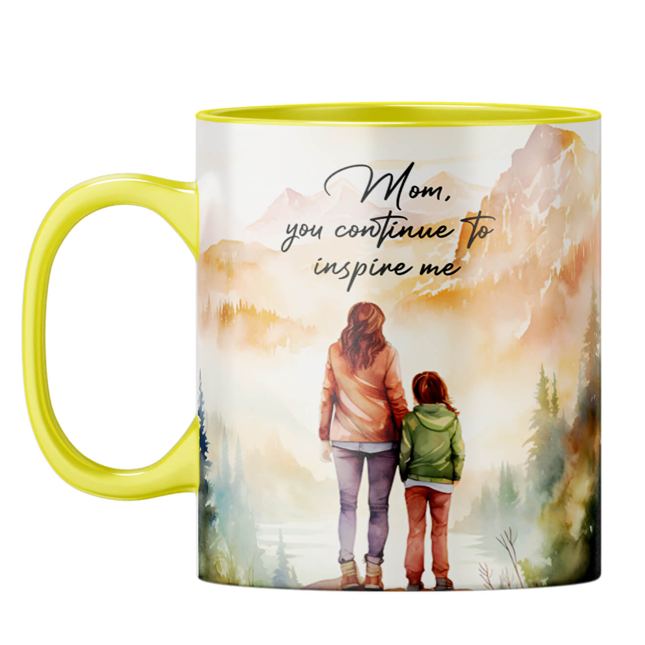 Mom Inspires Me Coffee Mug Yellow
