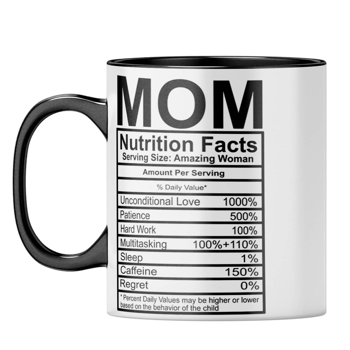 Mom Nutritional Fact Coffee Mug Black