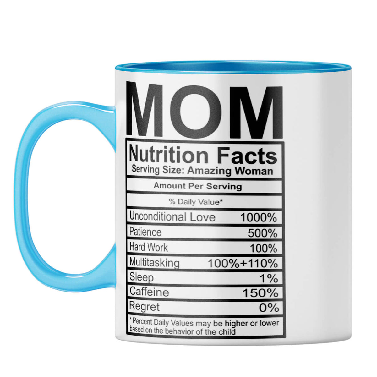 Mom Nutritional Fact Coffee Mug Light Blue