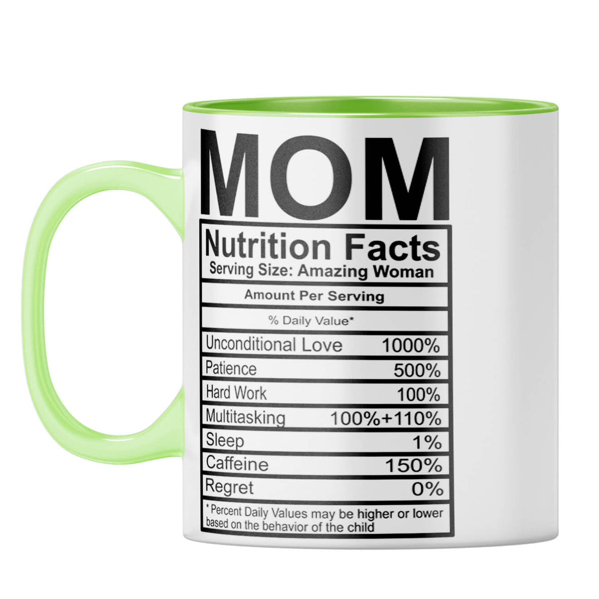 Mom Nutritional Fact Coffee Mug Light Green