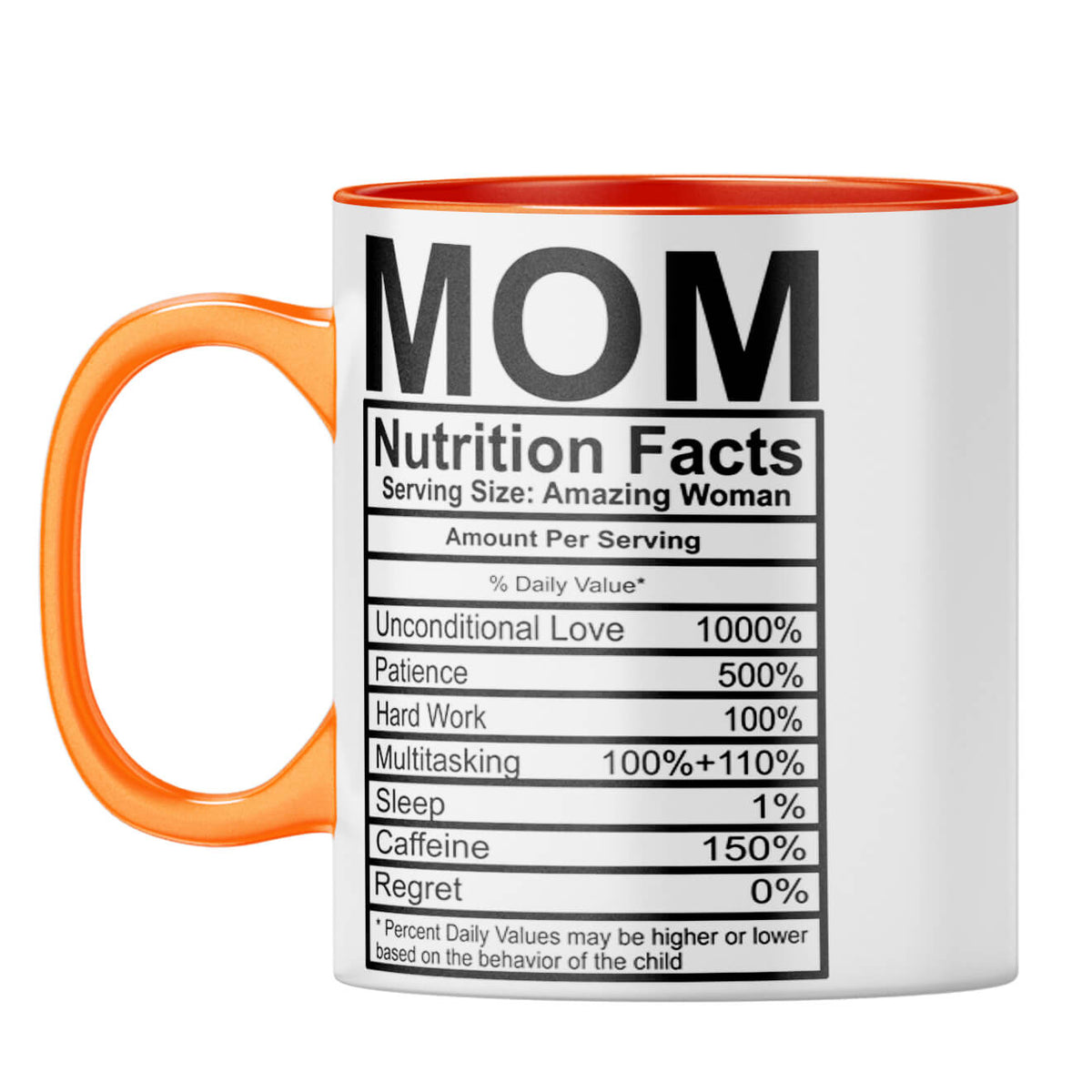 Mom Nutritional Fact Coffee Mug Orange