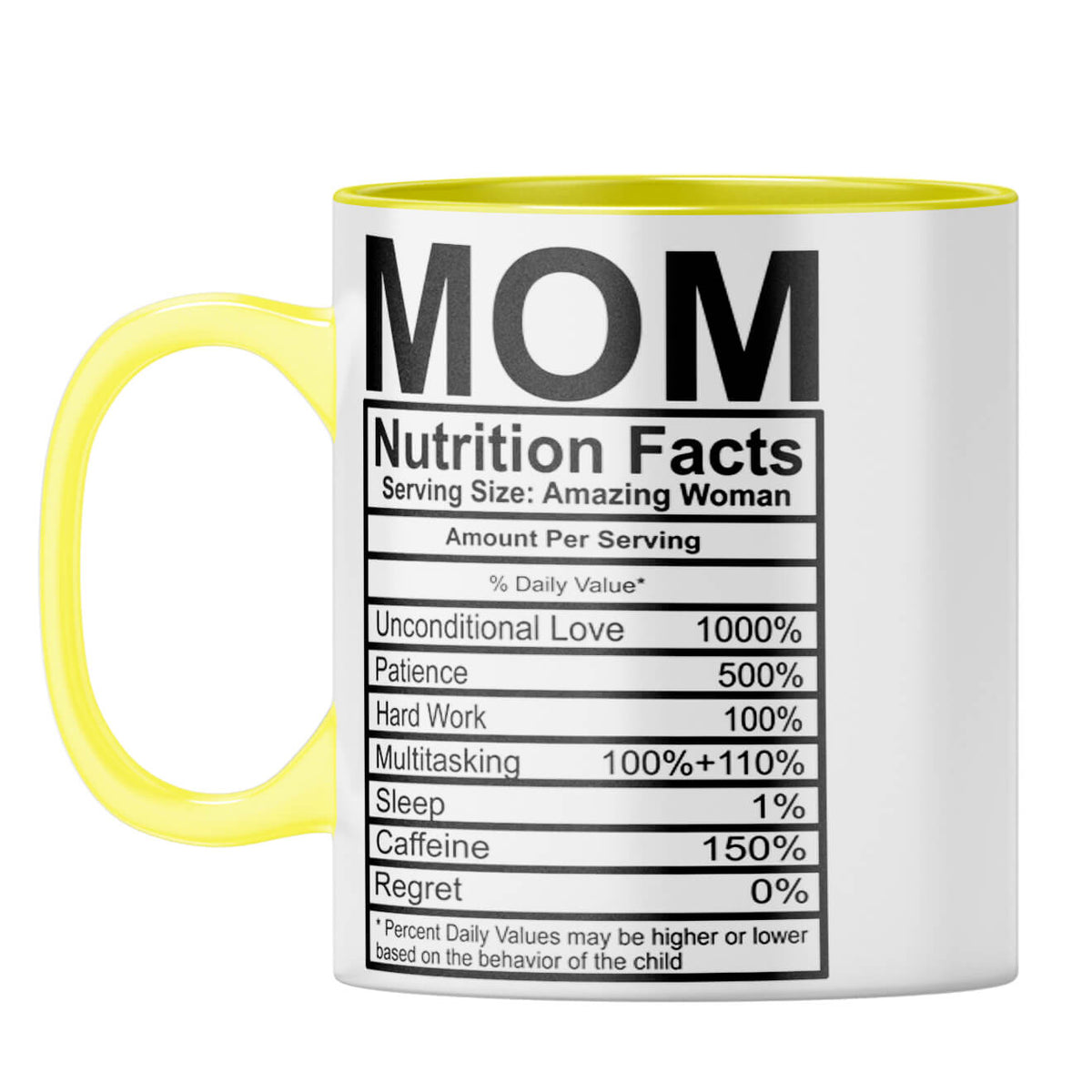 Mom Nutritional Fact Coffee Mug Yellow