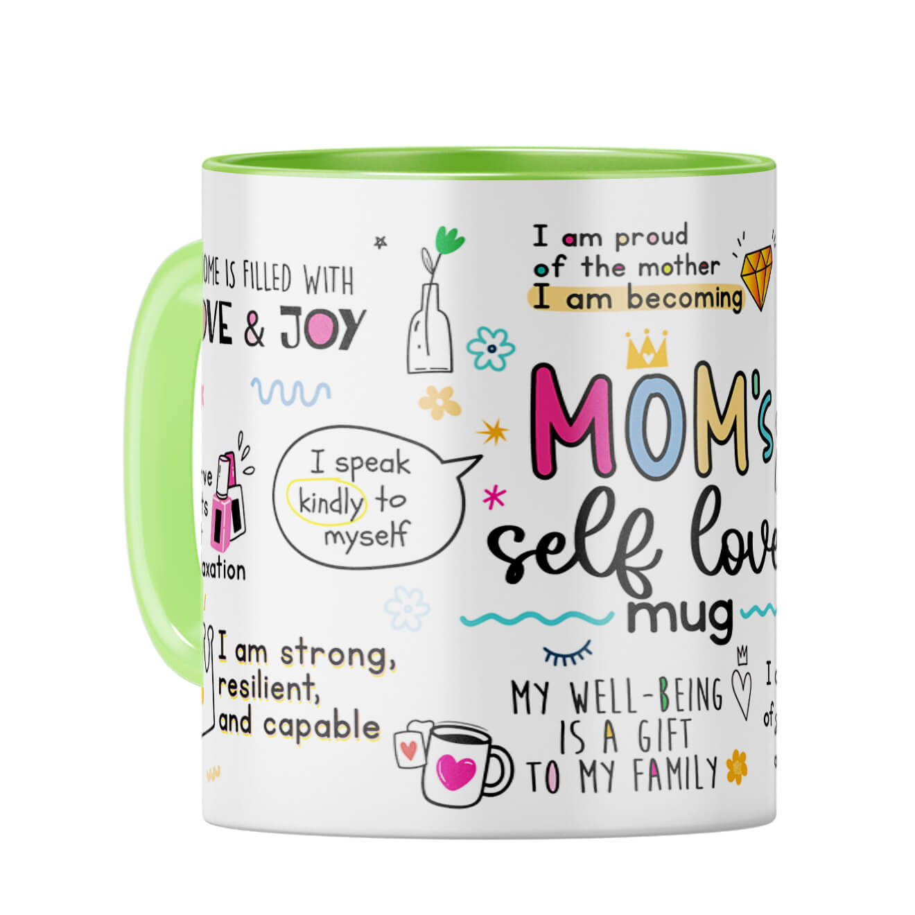 Mom Selft Love Coffee Mug Light Green