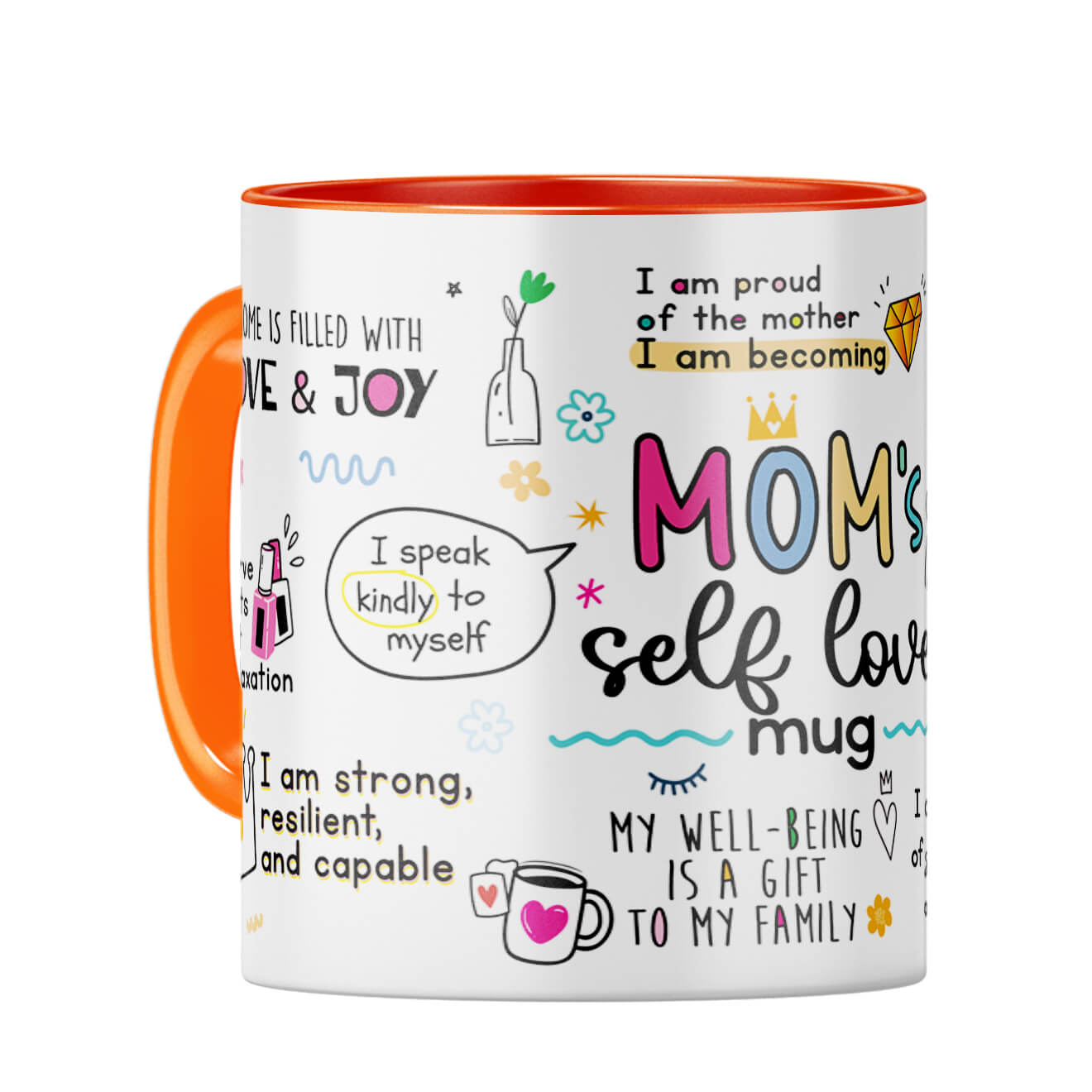 Mom Selft Love Coffee Mug Orange