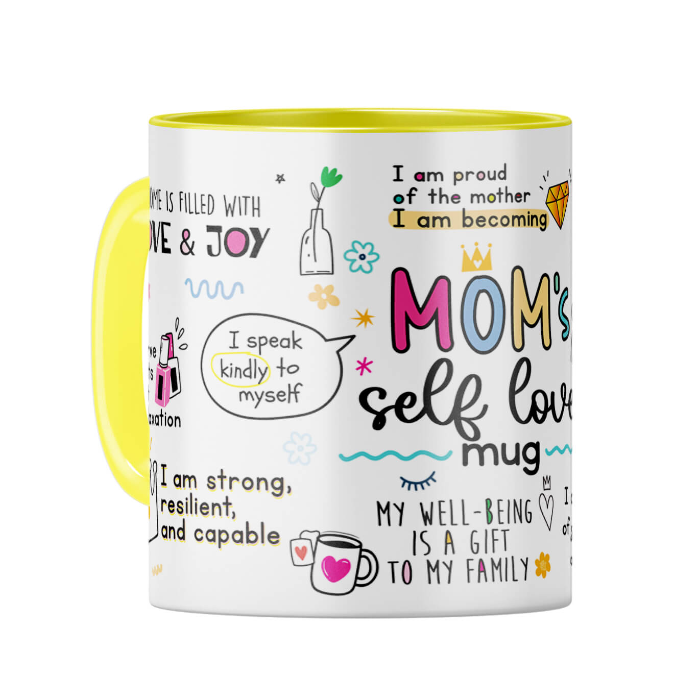 Mom Selft Love Coffee Mug Yellow