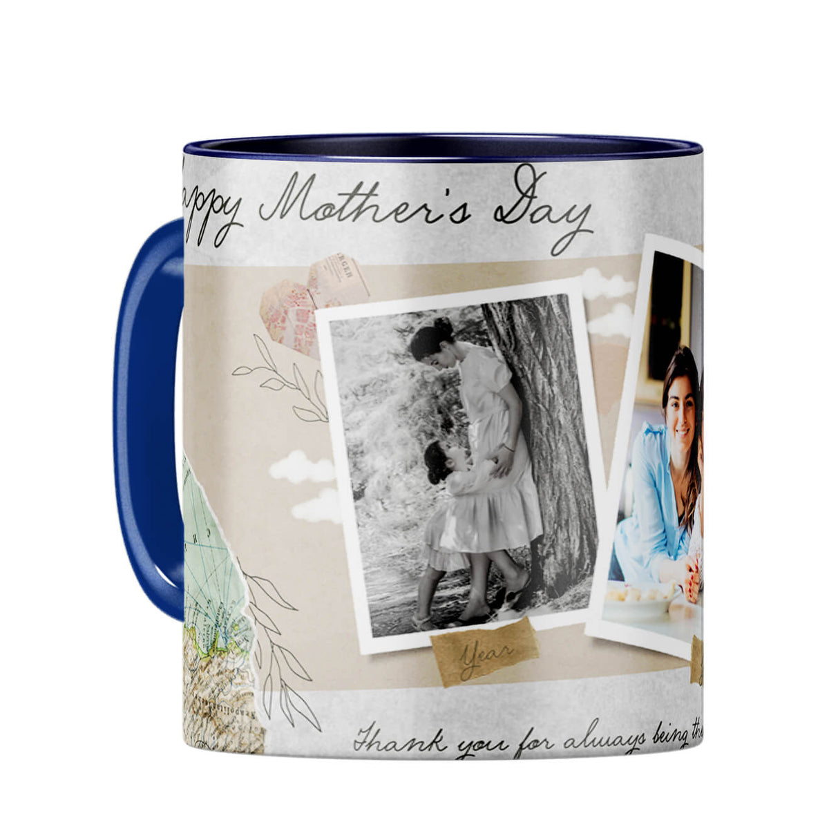 Mothers Day Then and Now Coffee Mug Dark Blue